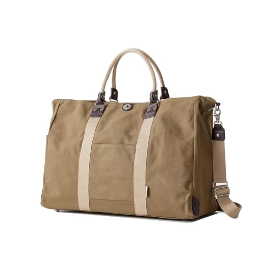 HANPU KOUBOU Seesack für Reisen Reisetasche für Männer Frauen Segeltuch Seesack Wochenende Turnbeutel Mittlere Größe 3X84, Khaki, Seesack von Yubi