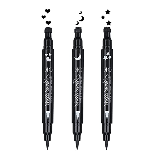 Yuccer 3 Stück Eyeliner Stempel Liquid Eyeliner Schwarz Langlebig Stern Mond Herz Blume Augen Make-up Kosmetik für Frauen Geschenk (Stern + Mond + Herz) von Yuccer