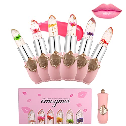 Xiangmall 6 Stücke Gelee Lippenstift Farbwechsel Temperatur Kristall Lippenbalsam Blume Farbwechsel Lipgloss Geschenk für Mutter Mädchen (6 stück) von Xiangmall