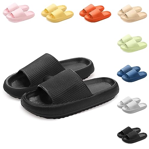 Yuccer Badelatschen Damen Eva Super Weiche Badeschlappen rutschfest Schlappen Damen Wolkenschuhe Dicke Sohle Badesandalen Herren Cozy Slides Slippers Sommer Hausschuhe von Yuccer