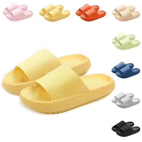 Yuccer Badelatschen Damen Eva Super Weiche Badeschlappen rutschfest Schlappen Damen Wolkenschuhe Dicke Sohle Badesandalen Herren Cozy Slides Slippers Sommer Hausschuhe von Yuccer