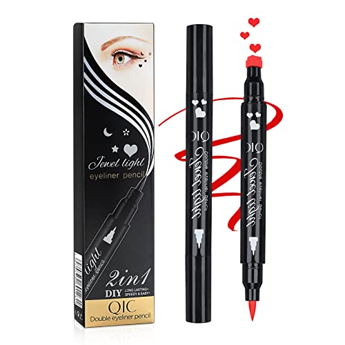 Yuccer Eyeliner Stempel Stift Liquid Eyeliner Wasserfest Rot Langlebig Make-up Tool Kosmetik für Frauen Geschenk (Herz) von Yuccer
