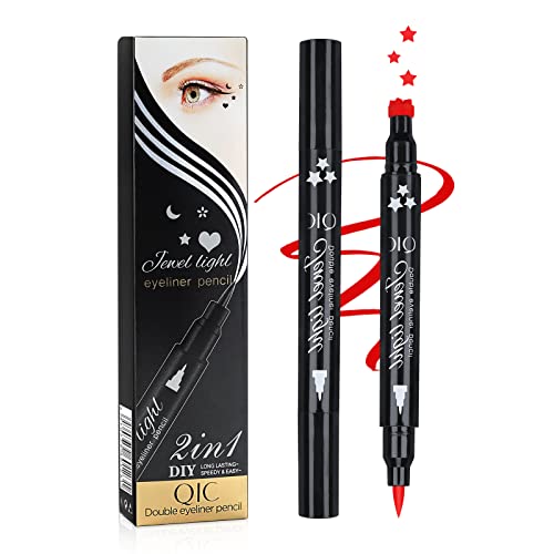 Yuccer Eyeliner Stempel Stift Liquid Eyeliner Wasserfest Rot Langlebig Make-up Tool Kosmetik für Frauen Geschenk (Rot Stern) von Yuccer