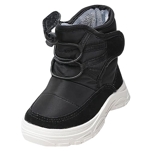 Kinder Winterstiefel Jungen Schneestiefel Mädchen Warm Gefütterte Rutschfeste Winter Outdoor Kinder Schneestiefel Snowboots für Jungen Mädchen Winterschuhe Gefüttert Winterboots (T2-Black, 23) von Yudiega