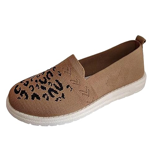 Yudiega Ballerinas Damen Ballerina Schwarz Gestrickte Mesh Flache Freizeitschuhe Flache Schuhe für Damen Ballerinas Damen Schwarz (Khaki, 38) von Yudiega