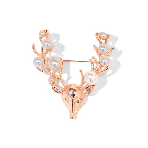 Yudisho Perle Rentier Hirschkopf Brosche Gold Rentier Hirsch Kopf Brosche Geschenk für Frauen Männer von Yudisho