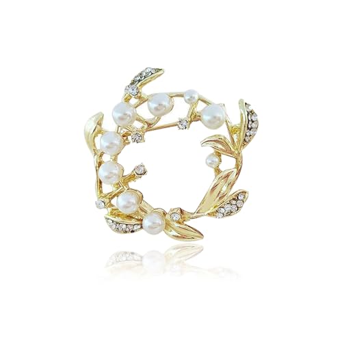 Yudisho Perlenbrosche Goldbrosche Blumenbrosche Strass-Brosche für Damen und Herren von Yudisho