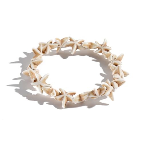 Yudisho Weißer Seestern Elastisches Armband, Weißer Strand Handgefertigtes Armband für Damen und Herren von Yudisho