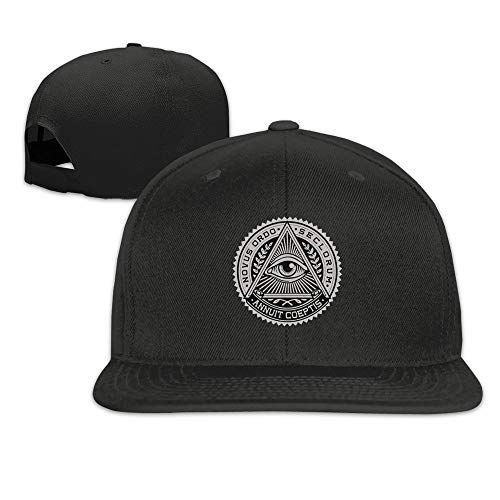 YueBanWan Illuminati Cotton Flat Bill Baseball Cap Snapback Hat Unisex Black YueBanWan Illuminati Cotton Flat Bill Baseball Cap Snapback Hat Unisex Black von YueBanWan