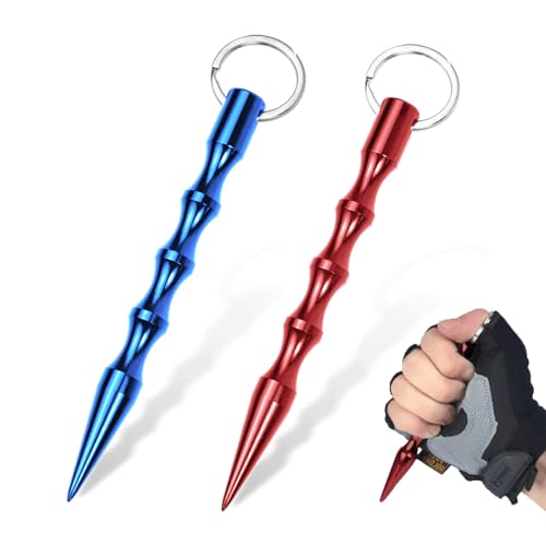 2 Stück kubotan Schlüsselanhänger, Speziell für Frauen Entwickelt, Entspricht den Gesetzlichen Bestimmungen (Spitzes Rot 1 + Spitzes Blau 1) von YueJieSelected