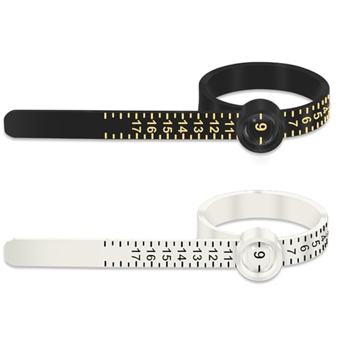 2 Stück Ringgrössenmesser,Ring Messer Finger,Ringmaßband,Ringgröße Messen,Ringmesser Measuring,Ringschablone für Machen Fingerring Größenmessung,mit Graduation Vergrößerungsglas(Meidu Standard) von YueJieSelected