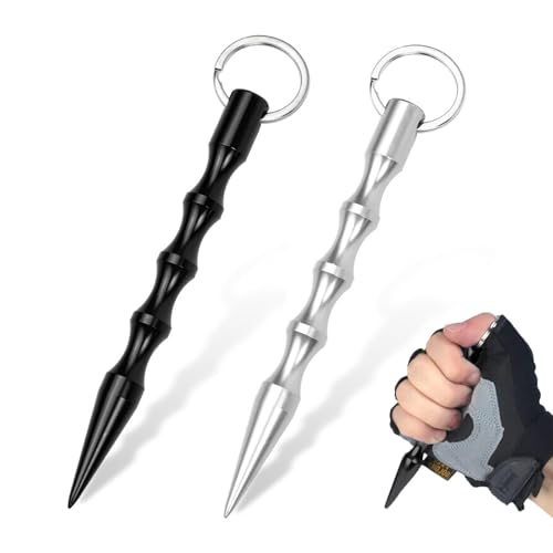 2 Stück kubotan Selbstverteidigung Waffen Legal Verteidigungs für Frauen Self Defense Schlüsselanhänger Legale Zur Stick Keychain Selbstschutz Weapons Verteidigung (Spitzes Schwarz 1 + Spitzes Weiß 1) von YueJieSelected