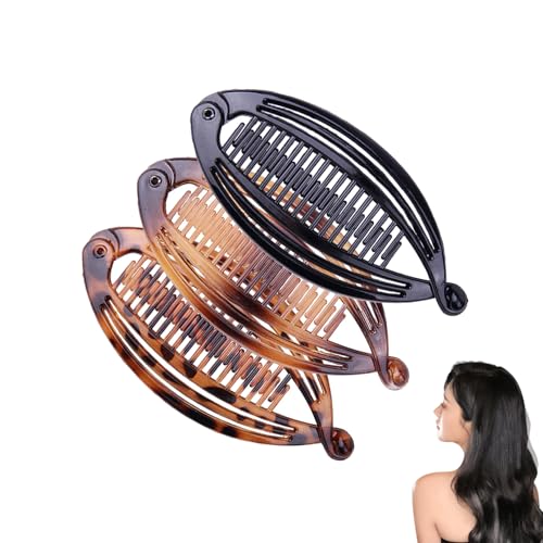 Banana Clip Dickes Haar,Bananen Haarspangen Damen Groß,Haarklammer Mädchen,Bananenspange Haare,Haarspange für Thick Hair,Bananen Haarspangen,Haarbananenspange,Ponytail Holder Fisch-Clips (3-Teilig) von YueJieSelected