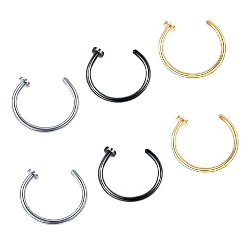 6 Stück Fake Nose Ring,Nasenpiercing Fakes Ring,Fake Nasenring Fakes,Fake Piercing Nase,Piercing Nasen Schmuck,Piercings Lippenpiercing,No Nadel Nasenpircing für Ohr Lippe,Nostril für Damen Männer von YueJieSelected
