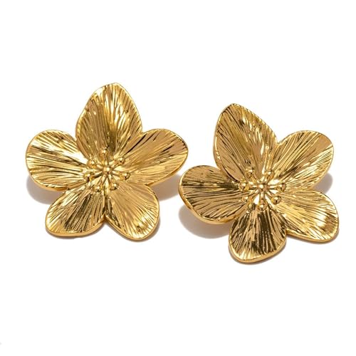 Blumen Ohrringe Gold,Ohrringe Blumen,Gold ohrringe Damen hängend,groß Flower Earrings für Damen & Mädche,Boho Floral Statement Ohrstecker,blumenohrringe,Modeschmuck Earring von YueJieSelected