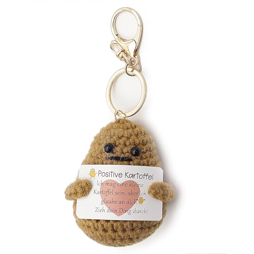 Positive Potato,Positive Geschenke,Positive Kartoffel Glücksbringer,Gute Besserung Geschenke für Abschiedsgeschenk Kollegen,Frauen Umarmung Glückskartoffel,Pocket Hug Einschulung mit Schlüsselbund von YueJieSelected