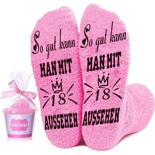 YueJieSelected 18. Geburtstag Mädchen Geschenk Socken Flauschige Funny Besonders,Charms Geschenksocken Geschenk Zum 18 Geburtstag Mädchen geburtstag,Geburtstagsgeschenk Einzigartiges Kuschelsocken von YueJieSelected