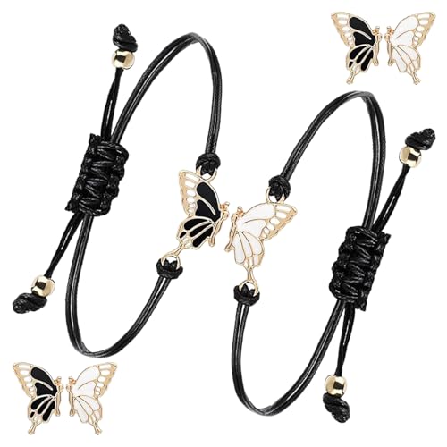2-Stück Freundschaftsarmbänder,Freundschaftsarmband,Friendship Bracelet,Armband Freundschaft,Matching Bracelets,für Mädchen Kinder Bff Freundin Couple,Schmetterling,Armband Mädchen Schmuck,Geschenke von YueJieSelected