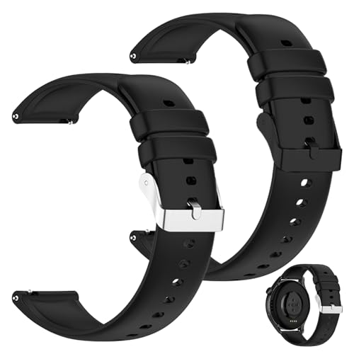 2-Stück Uhrenarmband 22mm Silikon, Ersatz Silikon Uhrenarmband Weiche, Uhrenarmbänder Mit Schnellverschluss, Smartwatch Armband 22mm für Herren, Smartwatch Armband Wasserdichte, Uhren Zubehör Ersatz von YueJieSelected