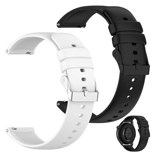 2-Stück Uhrenarmband 22mm Silikon, Ersatz Silikon Uhrenarmband Weiche, Uhrenarmbänder Mit Schnellverschluss, Smartwatch Armband 23mm für Herren, Smartwatch Armband Wasserdichte, Uhren Zubehör Ersatz von YueJieSelected
