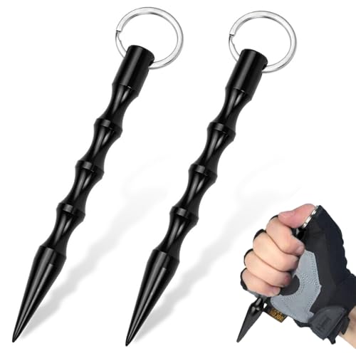 2 Stück kubotan Selbstverteidigung Waffen Legal Verteidigungs für Frauen Self Defense Schlüsselanhänger Legale Zur Stick Keychain Selbstschutz Weapons Verteidigung (Spitzes Schwarz 2Stück) von YueJieSelected
