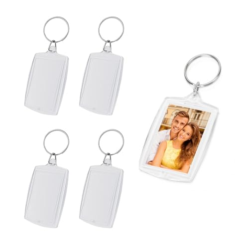 4 Stück Personalisierter Schlüsselanhänger Foto,Schlüsselanhänger Selber Machen für Foto,Beidseitig foto Anhänger,Kreative Transparent Acryl Blank Fotorahmen schlüsselanhänger und Taschenanhänger von YueJieSelected