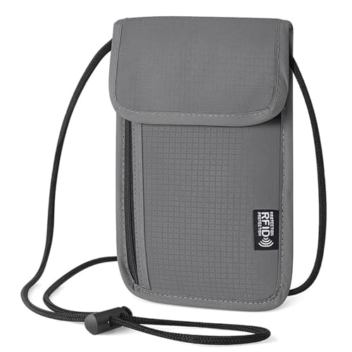 Brustbeutel Herren,Brustbeutel Damen Klein,Handy Organizer Umhängegeldbeutel Herren,Geldbeutel Zum Umhängen,RFID Reisegeldbeutel Diebstahlsicher,Reisepass Tasche für Travel,Diebstahlsichere (Grau) von YueJieSelected