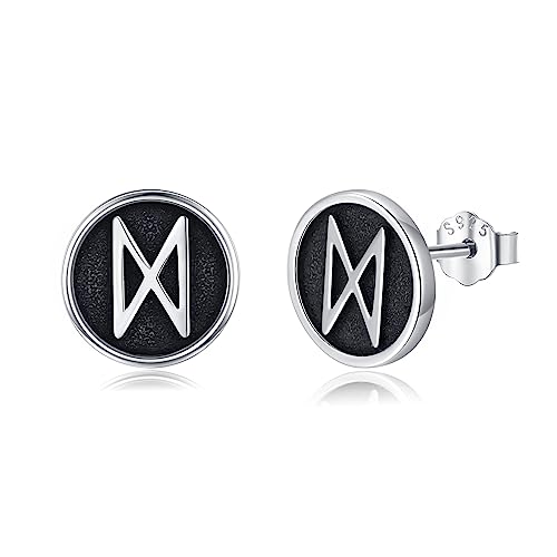 925 Silber Wikinger Ohrstecker für Herren Damen Hypoallergen Wikinger Rune Ohrstecker Nordischer Wikinger Rune Ohrstecker Punk Stil Piercing Ohrschmuck mit Geschenkbox von YueYuan