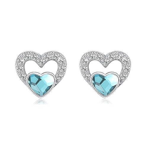 Herz-Ohrringe für Frauen, 925er-Sterlingsilber 12 Geburtsmonat-Ohrringe Geburtsstein-Ohrringe baumelnde Brisur-Ohrringe CZ-Ohrstecker Geburtstag Weihnachten Geschenke für Mädchen von YueYuan