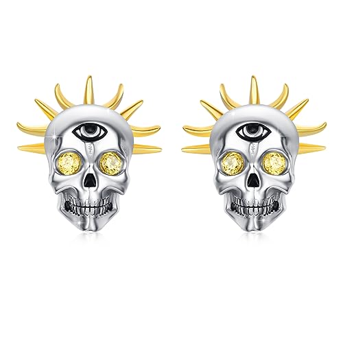 Totenkopf Ohrstecker Herren Damen 925 Sterling Silber Weihnachtsohrringe Schädel Ohrstecker Halloween Ohrringe Schmuck Geschenk von YueYuan