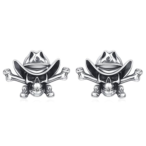 Totenkopf Ohrstecker Herren Damen 925 Sterling Silber Weihnachtsohrringe Schädel Ohrstecker Halloween Ohrringe Schmuck Geschenk von YueYuan