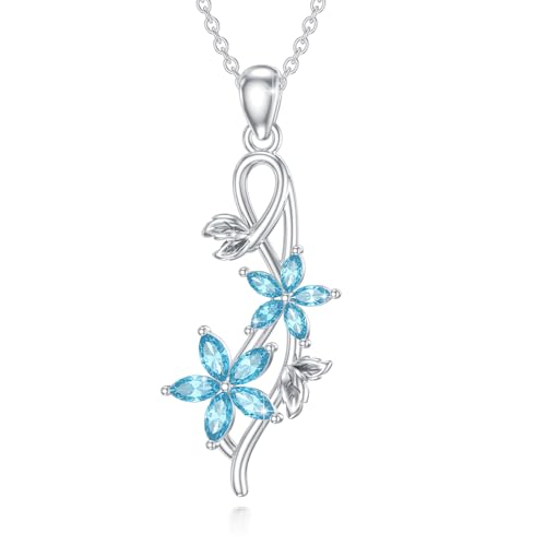 YueYuan Blume Halskette Anhänger 925 Sterling Silber Blume Halskette Blau Anhänger Schmuck für Damen YueYuan Blume Halskette Anhänger 925 Sterling Silber Blume Halskette Blau Anhänger Schmuck für Damen von YueYuan
