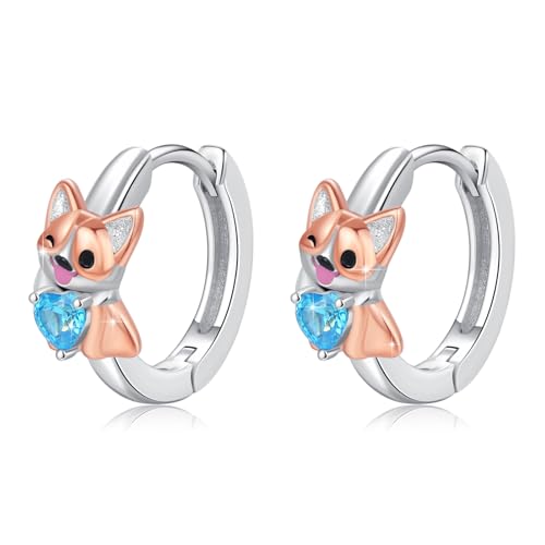 YueYuan Corgi Ohrringe Sterling Silber 925 Tier Ohrringe Corgi Ohrstecker Hund Ohrringe für Damen von YueYuan