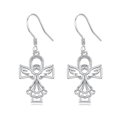 YueYuan Engel Ohrringe 925 Sterlingsilber Schutzengel Flügeln Ohrringe Religiöser Schmuck Geschenke für Frauen Geschenke Geburtstag Weihnachten von YueYuan