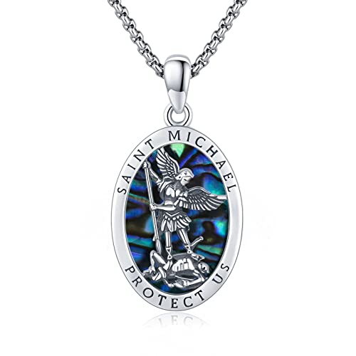 YueYuan Religiöse Heiliger Michael/Heiliger Christophorus/Guadalupe Halskette 925 Sterling Silber Damen Herren Heiliger Schutzpatron Anhänger Amulett Schmuckgeschenk von YueYuan