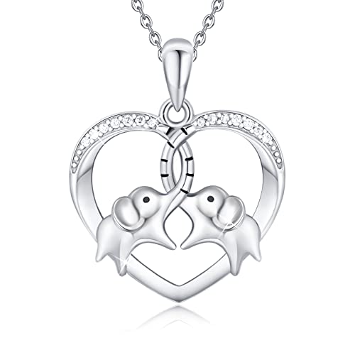 YueYuan Herz Halsketten 925 Sterling Silber Elefanten Anhänger Elefanten Halsketten Herz Anhänger Tier Halskette Herz Schmuck Geschenke für Frauen Mutter Freundin Mädchen von YueYuan