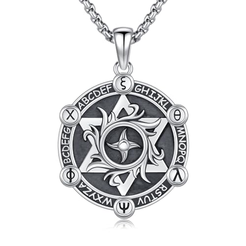 YueYuan Hexagramm Halskette 925 Sterling Silber Davidstern Anhänger Sechszackiger Stern Halskette Magisches Amulett Schmuck Geschenk für Männer Frauen Geburtstag von YueYuan