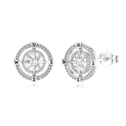 YueYuan Kompass Ohrstecker 925 Sterling Silber Kompass Ohrringe Kompass Schmuck Einfache Ohrringe für Damen YueYuan Kompass Ohrstecker 925 Sterling Silber Kompass Ohrringe Kompass Schmuck Einfache Ohrringe für Damen von YueYuan
