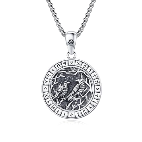 YueYuan Raben-Halskette 925 Sterling Silber Halskette Herren Wikinger Schmuck Geschenke für Herren Damen YueYuan Raben-Halskette 925 Sterling Silber Halskette Herren Wikinger Schmuck Geschenke für Herren Damen von YueYuan