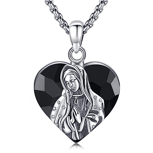 YueYuan Religiöse Heiliger Michael/Heiliger Christophorus/Guadalupe Halskette 925 Sterling Silber Damen Herren Heiliger Schutzpatron Anhänger Amulett Schmuckgeschenk von YueYuan