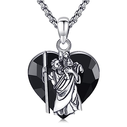 YueYuan Religiöse Heiliger Michael/Heiliger Christophorus/Guadalupe Halskette 925 Sterling Silber Damen Herren Heiliger Schutzpatron Anhänger Amulett Schmuckgeschenk von YueYuan