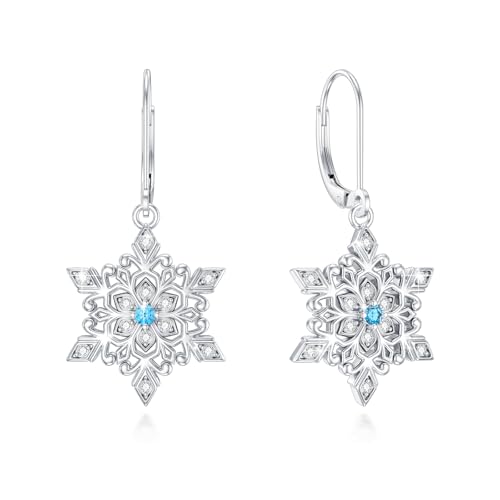 YueYuan Schneeflocken Ohrringe 925 Sterling Silber Urlaubs Ohrringe Winter Ohrringe Schneeflocken Ohrringe Schmuck für Damen als Urlaubs Geschenke von YueYuan