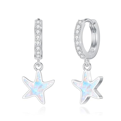 YueYuan Seestern Ohrringe Silber 925 Ohrringe Seestern Damen Hoop Ohrringe Seestern Opal Damen Ohrringe Seestern Schmuck von YueYuan