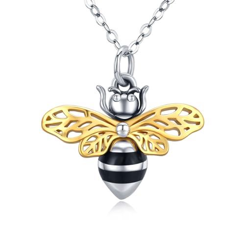 YueYuan Urne Halskette für Asche 925 Sterling Silber Asche Anhänger Kette Tier Biene Urnen Kette Einäscherung Andenken Schmuck Geschenke für Damen von YueYuan