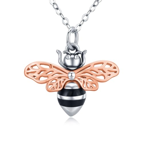YueYuan Urne Halskette für Asche 925 Sterling Silber Asche Anhänger Kette Tier Biene Urnen Kette Einäscherung Andenken Schmuck Geschenke für Damen von YueYuan