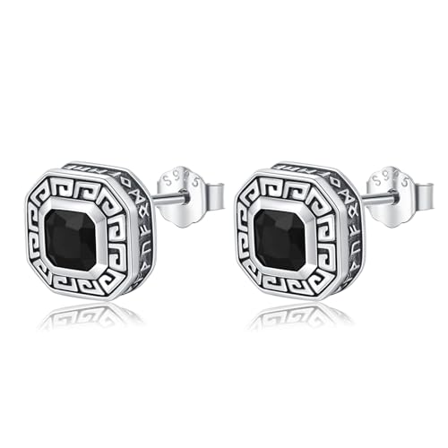 YueYuan Wikinger Ohrringe 925 Sterling Silber Schwarz Zirkonia Ohrstecker Wikinger Ohrringe Rune Geschenk für Herren YueYuan Wikinger Ohrringe 925 Sterling Silber Schwarz Zirkonia Ohrstecker Wikinger Ohrringe Rune Geschenk für Herren von YueYuan