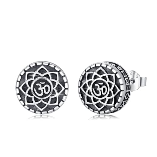 YueYuan Wikinger Ohrringe 925 Sterling Silber Wikinger Schmuck Lotus Ohrringe Männer Rune Ohrring Weihnachten Halloween Ostern Vatertag Valentinstag Geburtstag Schmuck Geschenke für Herren von YueYuan