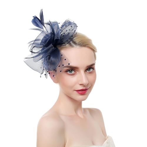 Damen Fascinators Blume Mesh Organza Bänder Federn Auf Einem Stirnband Blume Mit Perle Feder Fascinators Hut Hochzeit Cocktail Tea Party Hut Kopfbedeckung Für Damen Mädchen von YueYue