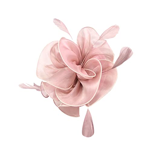 Damen Fascinators Blume Mit Perle Feder Fascinators Hut Bänder Federn Auf Einem Stirnband Blume Mesh Organza Hochzeit Cocktail Tea Party Hut Kopfbedeckung Für Damen Mädchen von YueYue