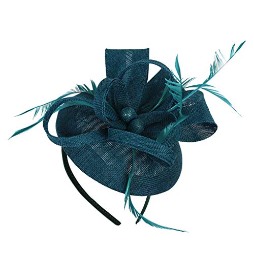 Damen Fascinators Blume Mit Perle Feder Fascinators Hut Bänder Federn Auf Einem Stirnband Blume Mesh Organza Hochzeit Cocktail Tea Party Hut Kopfbedeckung Für Damen Mädchen von YueYue
